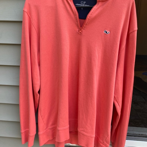Quarter zip, orange with navy collar used, but very good condition - Picture 6 of 6